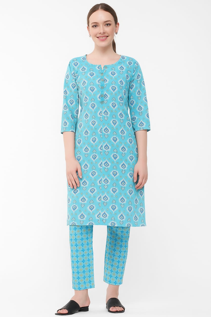 Elegant Floral Print Ladies Kurti – Soft Cotton, Comfortable Fit, Ethnic & Casual Wear