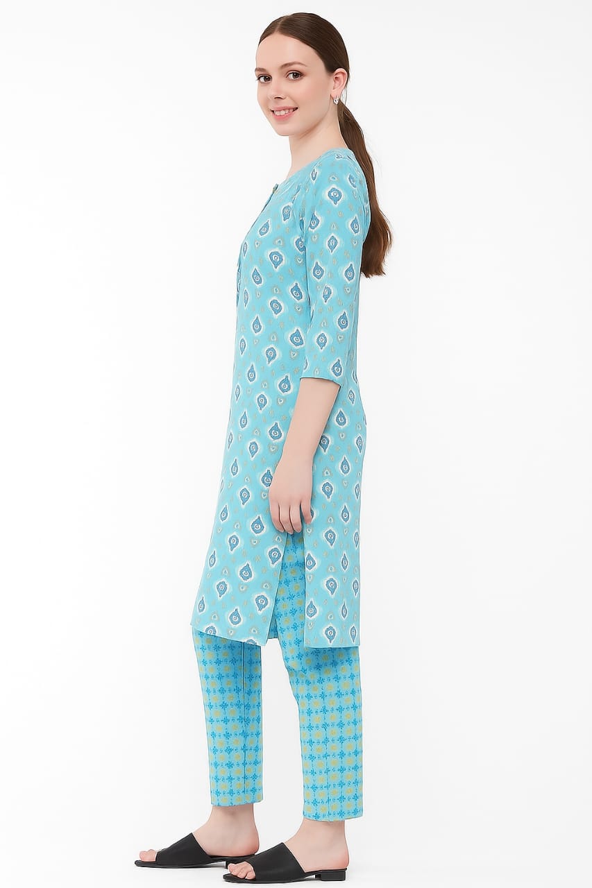 Elegant Floral Print Ladies Kurti – Soft Cotton, Comfortable Fit, Ethnic & Casual Wear - Image 2