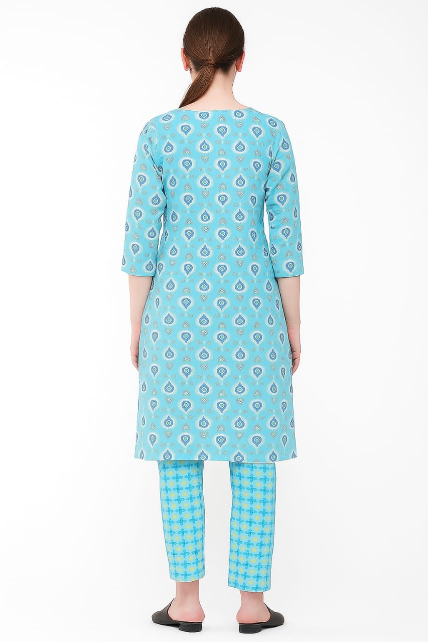 Elegant Floral Print Ladies Kurti – Soft Cotton, Comfortable Fit, Ethnic & Casual Wear - Image 3