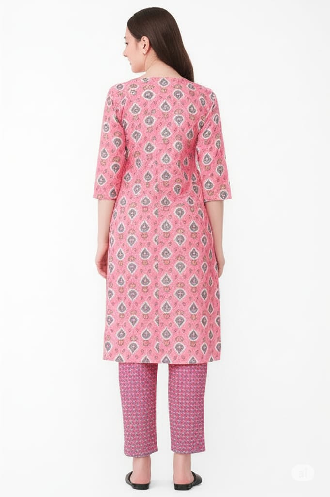 Elegant Floral Print Ladies Kurti – Soft Cotton, Comfortable Fit, Ethnic & Casual Wear - Image 4