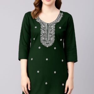 Teal Blue Cotton Kurti for Women with Elegant Embroidery – Casual & Office Wear Straight Kurta