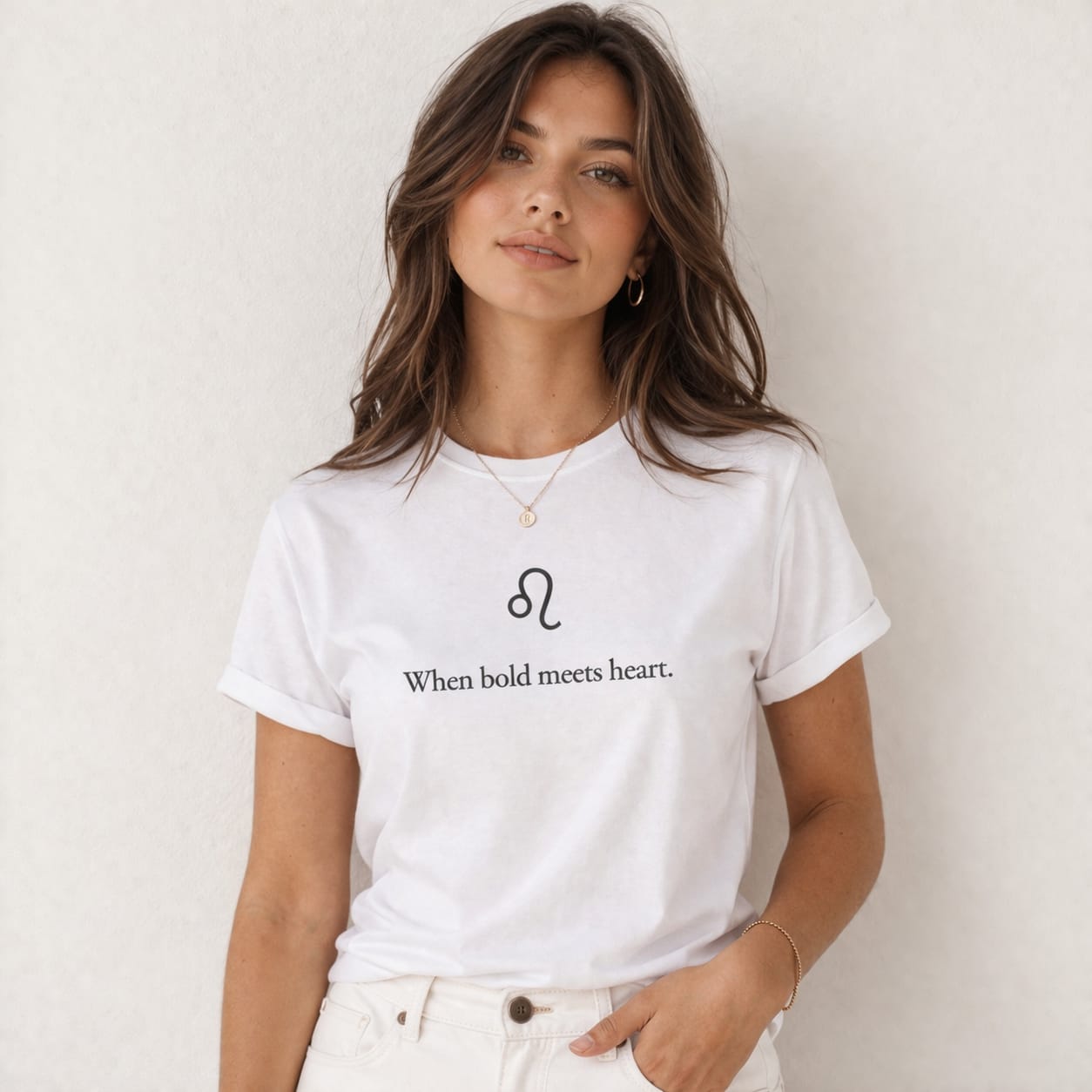 Leo Zodiac Premium Cotton Unisex T-Shirt – "When Bold Meets Heart" Slogan Tee for Men & Women